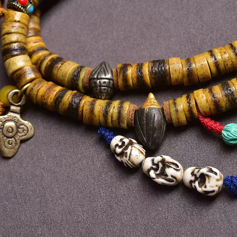 Festival Blessing Bracelet – Camel Bone with Mixed Tibetan Charms