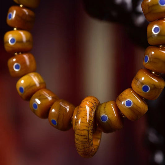 Evil Eye Camel Bone Mala – Tibetan Amulet Bracelet for Protection