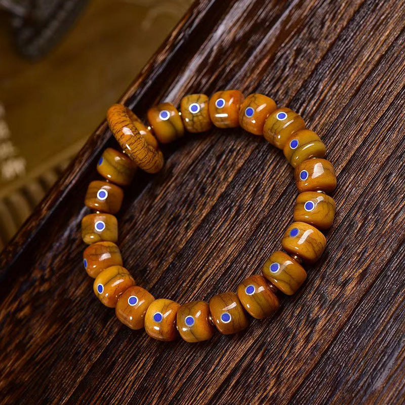 Evil Eye Camel Bone Mala – Tibetan Amulet Bracelet for Protection