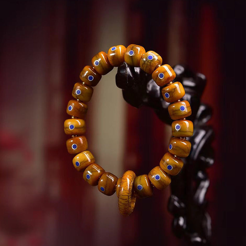 Evil Eye Camel Bone Mala – Tibetan Amulet Bracelet for Protection