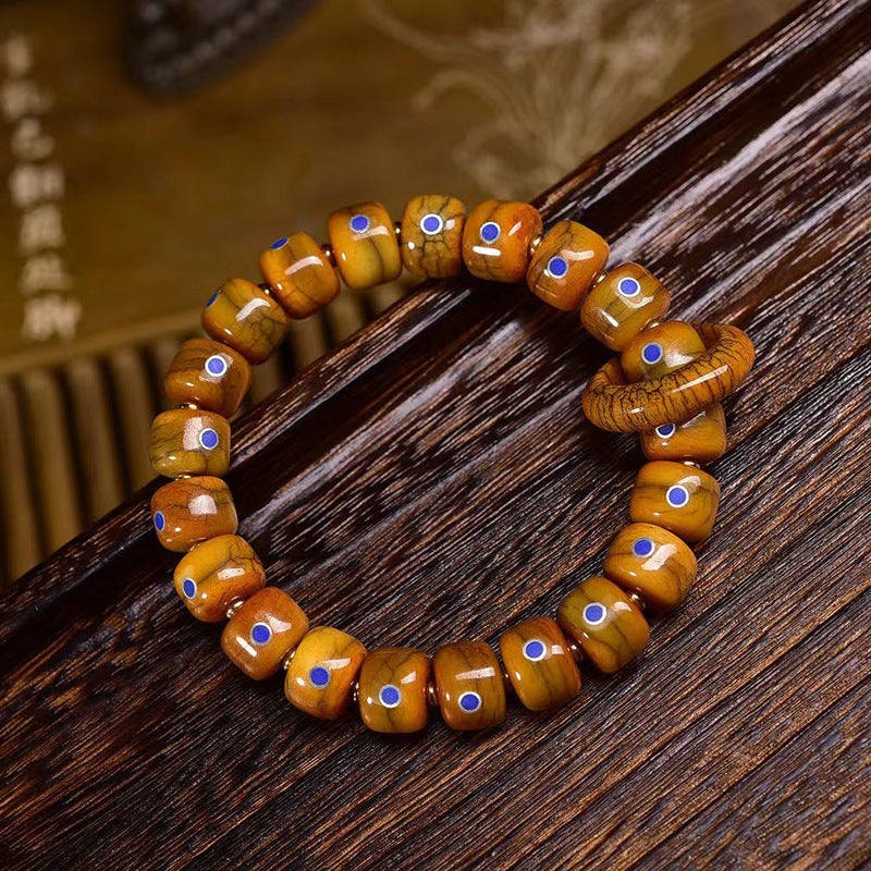 Evil Eye Camel Bone Mala – Tibetan Amulet Bracelet for Protection