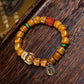 Color Charm Camel Bone Bracelet – Tibetan Mala with Ritual Amulet