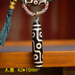 Tibetan Turquoise Mala Necklace with Camel Bone and Nine-Eyed Dzi Bead