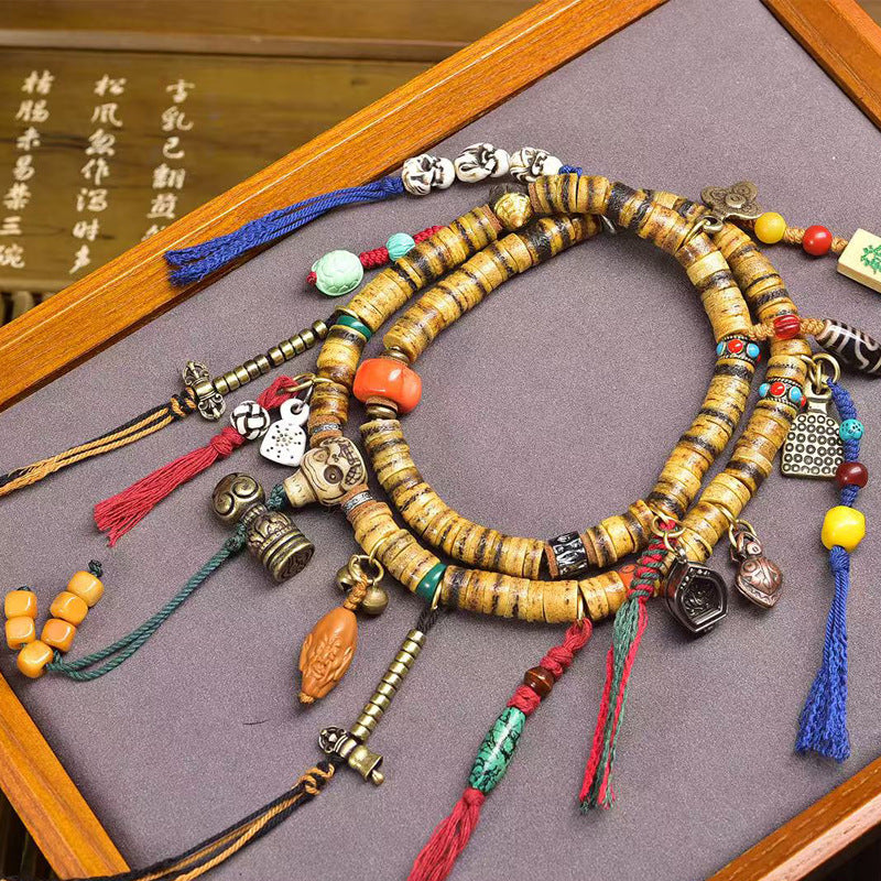 Festival Blessing Bracelet – Camel Bone with Mixed Tibetan Charms