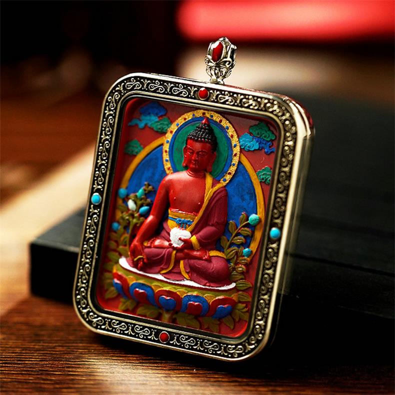 Wisdom and Virtue, Bodhisattva's Blessing, with Cinnabar Cinnabar Tangka Pushyun Manjushri Bodhisattva Lifelong Buddha Pendant