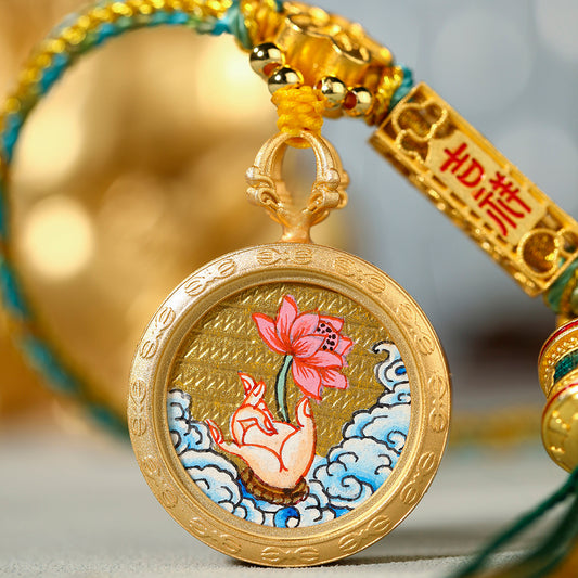 Buddha's Eyes Brightly Illuminated - Green Tara double-sided blessing, eliminate disasters and increase wisdom, pure handmade thangka body protection pendant