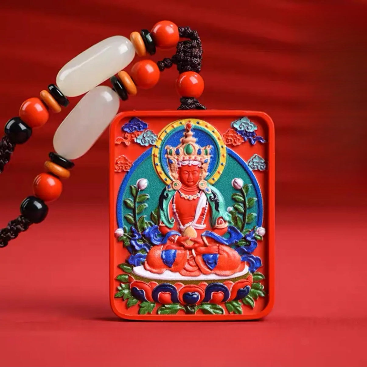 Cinnabar Blessing, Buddha's Shadow Follows, Containing Cinnabar Thangka Eight Guardian Buddha Pendant